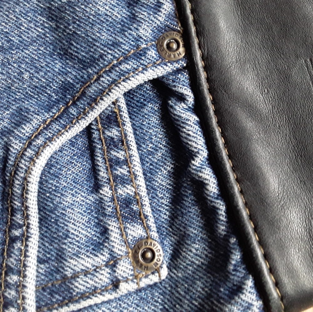 Harley Davidson Leather Denim Mini Skirt - Picture 7 of 7
